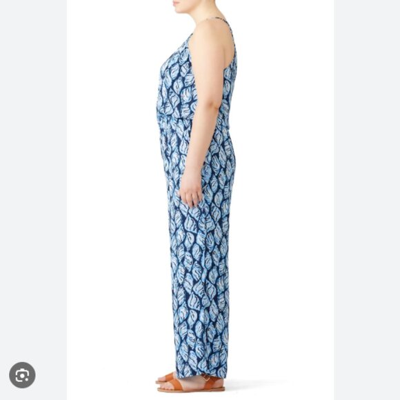 Lilly Pulitzer Blue Dusk Jumpsuit Shell High Tide Beach Vacation Resortwear XL - Picture 2 of 7